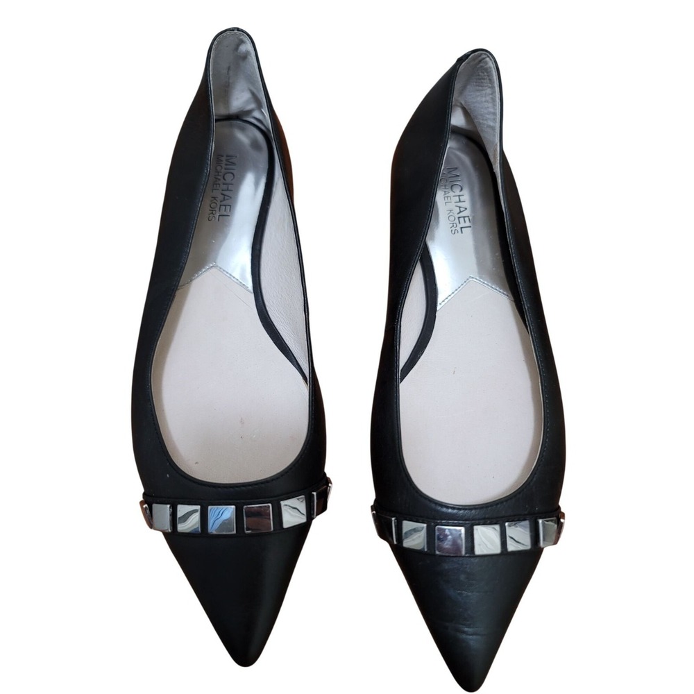 Michael Kors‎ Black Leather Flats With Studded Detail Size 7M